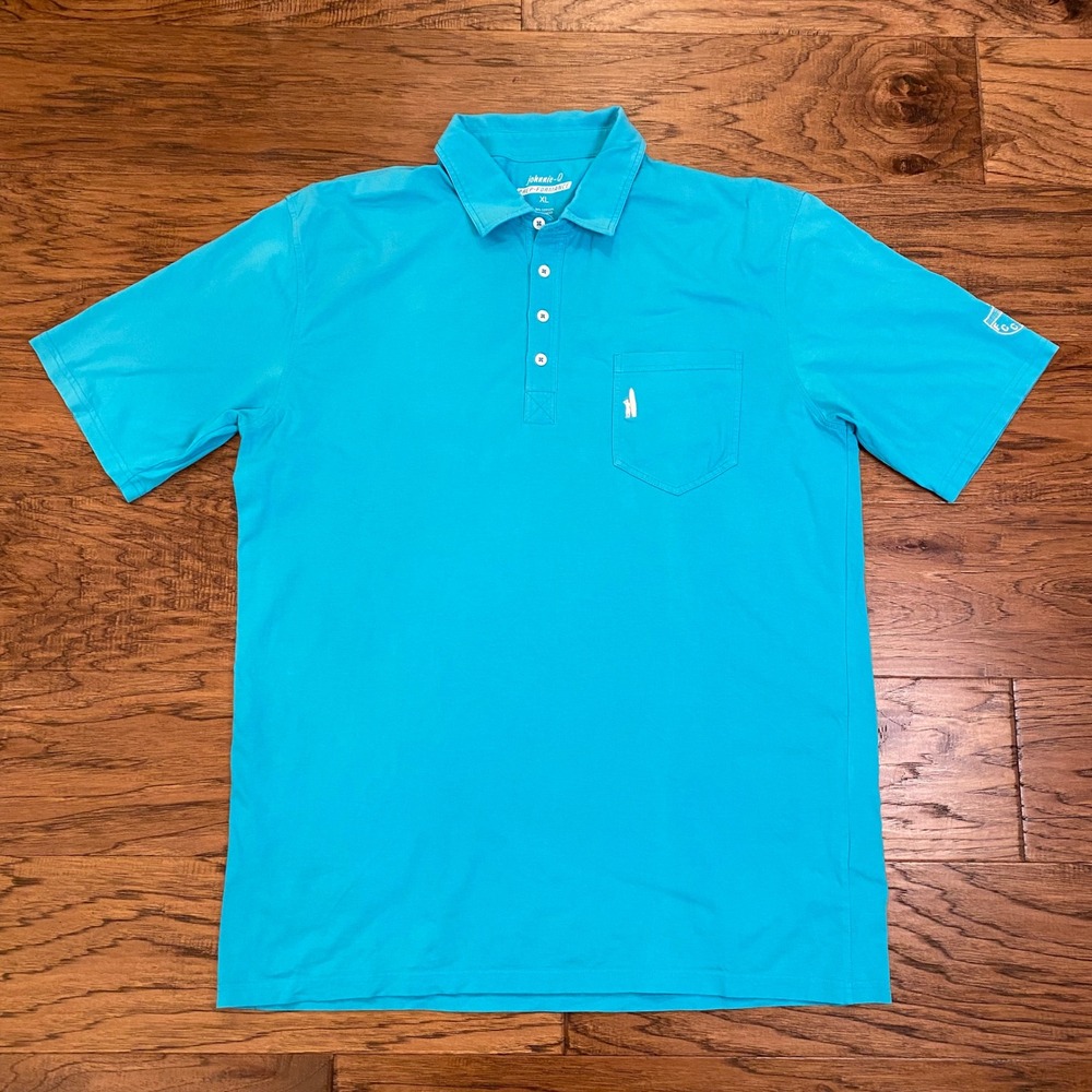 Johnnie-O Prep-Formance Mens XL Blue Short Sleeve Pocket Polo Shirt FCC Logo